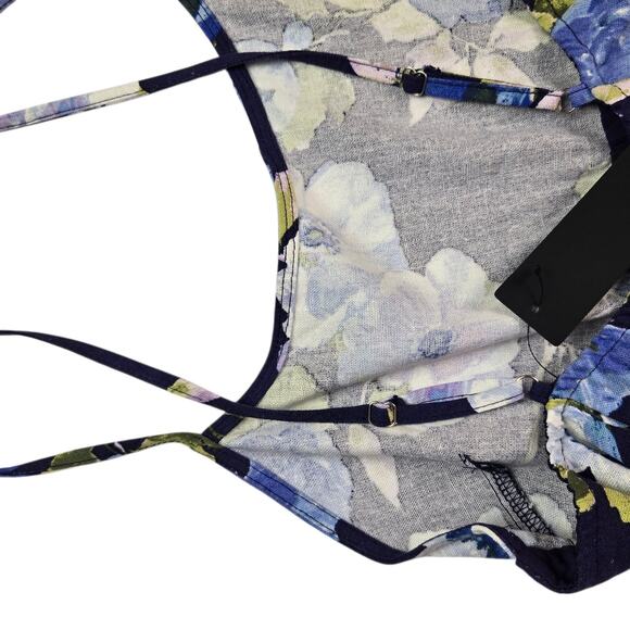 Lulus Adorable Sweetness Navy Blue Floral Print Linen Mini Dress Size Small - Picture 6 of 9